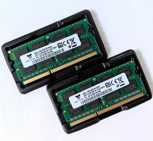 2x 8GB = 16GB DDR3 1600 MHz PC3-12800 SODIMM laptop geheugen, Computers en Software, RAM geheugen, Zo goed als nieuw, Laptop, 16 GB
