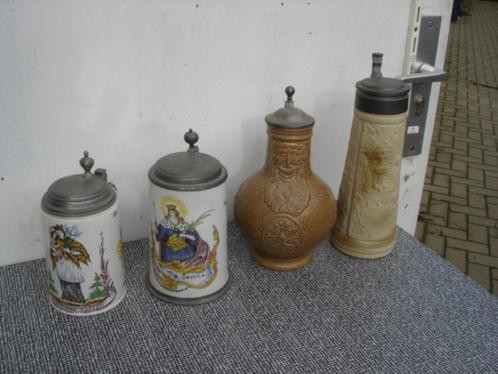 Bierpullen met tinnen deksel - Küppers Brauerei Köln '90, Antiek en Kunst, Antiek | Keramiek en Aardewerk, Ophalen of Verzenden