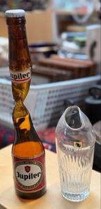 Uitgerekte fles en glas Jupiler, Verzamelen, Ophalen of Verzenden, Zo goed als nieuw, Glas of Glazen, Jupiler