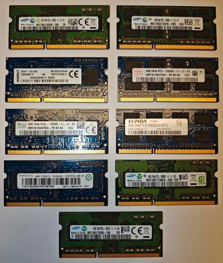 SODIMM 4GB DDR3 9 stuks, Computers en Software, RAM geheugen, Zo goed als nieuw, Laptop, DDR3, Ophalen of Verzenden