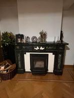 Mooie authentieke marmeren schouw met houtkachel, Huis en Inrichting, Haarden, Ophalen, Zo goed als nieuw, Vrijstaande haard, Houthaard