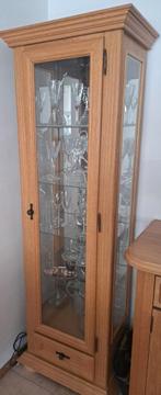 Luxe eiken Glazen vitrinekast, Ophalen of Verzenden, Zo goed als nieuw, 25 tot 50 cm