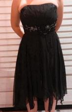 Zwarte strapless jurk met bloemen, Zwart, Ophalen of Verzenden, Zo goed als nieuw, Maat 34 (XS) of kleiner