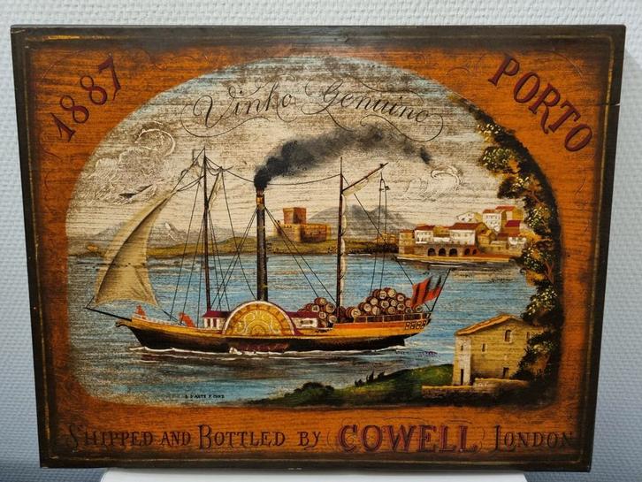 Schilderij op hout van Cowell wijnschip - B. D'Arte F. Conz, Antiek en Kunst, Kunst | Schilderijen | Klassiek, Ophalen of Verzenden