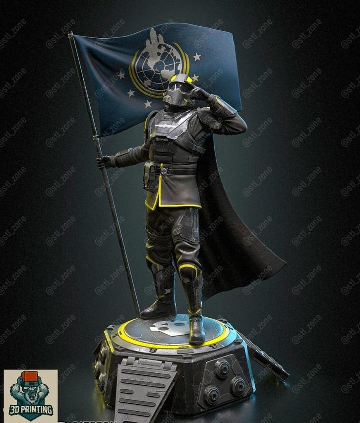 Helldivers 2 - 3D resin print - For Super Earth, Hobby en Vrije tijd, Wargaming, Nieuw, Overige soorten, Figuurtje(s), Ophalen of Verzenden