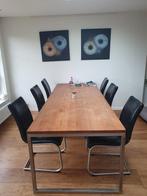 6 leren eetkamerstoelen Henders & Hazel, Huis en Inrichting, Stoelen, Ophalen, Gebruikt, Zwart, Metaal