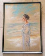 Vrouw in dun gewaad aan zee 1928 - Carl Rixkens 1881-1938, Antiek en Kunst, Kunst | Schilderijen | Klassiek, Ophalen of Verzenden