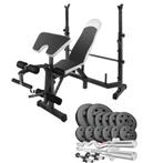 Hop-Sport Halterbank Set 45 kg - Verstelbaar - 24 Oefeningen, Sport en Fitness, Fitnessmaterialen, Ophalen of Verzenden, Zo goed als nieuw