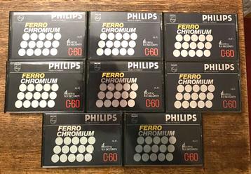 8 x vintage cassette bandjes Philips Ferro Chromium 60 min. beschikbaar voor biedingen