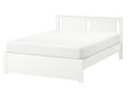 IKEA SONGESAND bed wit 160x200 cm – incl matras en topper, Ophalen, Gebruikt, Wit, Tweepersoons