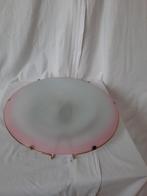 Plafondlamp glas roze rand, 2x E27, Ophalen, Gebruikt, Glas, Vintage