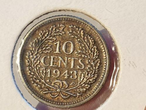 10 cent 1943 Palmboom P , zilver (4), Postzegels en Munten, Munten | Nederland, 10 cent, Koningin Wilhelmina, Zilver, Ophalen of Verzenden