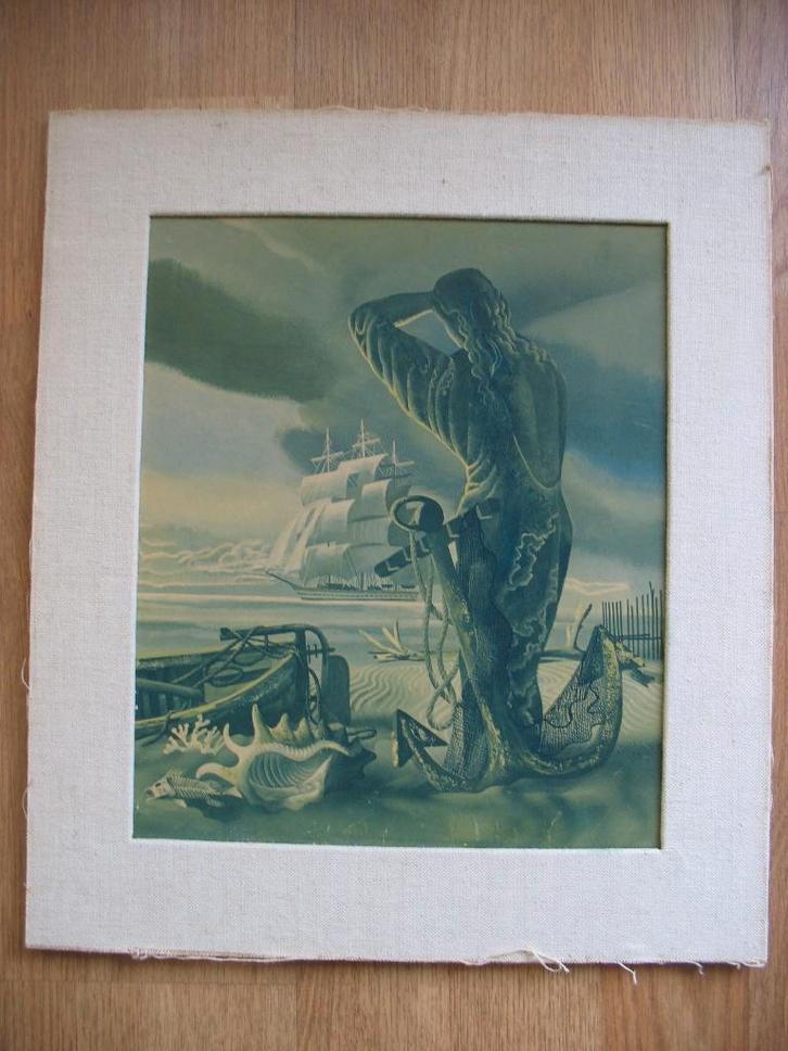 Schilderij Zeemeermin in Groentinten zonder Lijst Puur Vinta, Antiek en Kunst, Kunst | Schilderijen | Klassiek, Ophalen