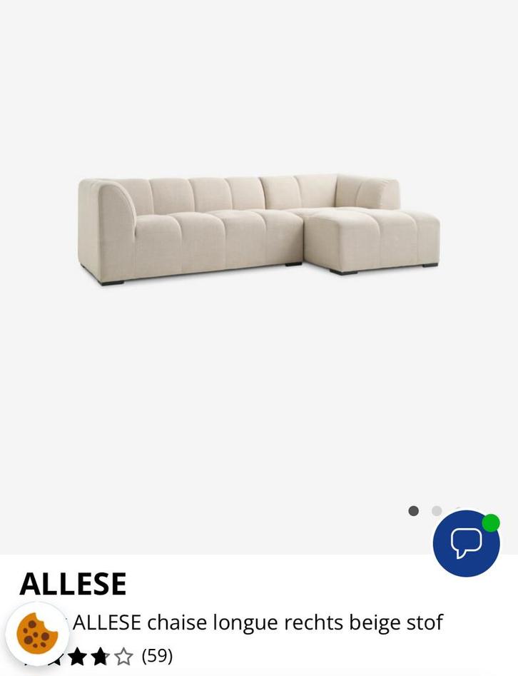 Bank ALLESE chaise longue, Huis en Inrichting, Banken | Bankstellen, Zo goed als nieuw, Vierpersoons of meer, Stof, Ophalen