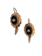 Antieke gouden oorhangers met zwarte steen en pampel, Verzenden, Goud, Oorbellen, Met edelsteen