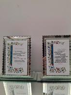 2 geslepen lijstjes met Weesgegroet en Onze Vader, Antiek en Kunst, Antiek | Religie, Ophalen of Verzenden