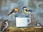 Hans Mijnsbergen, vogeltjes pikken een graantje mee, Antiek en Kunst, Kunst | Schilderijen | Klassiek, Ophalen