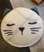 Als nieuw zacht rond kussen woonkussen poes kat 32cm bij 8cm, Ophalen of Verzenden, Zo goed als nieuw, Beige, Rond