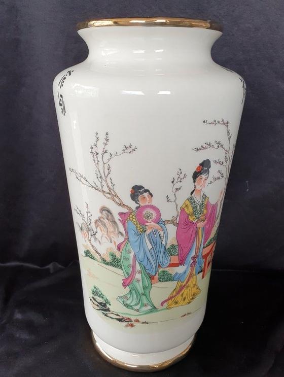 1446 Oosters stijl vaas  letters decoratief chinees japans, Huis en Inrichting, Woonaccessoires | Vazen, Zo goed als nieuw, Overige kleuren