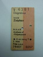 NS Spoorwegen treinkaart 1982 Zutphen Velperpoort Arnhem, Verzamelen, Ophalen, Gebruikt, Trein, Overige typen