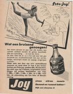 Retro reclame 1957 Joy frisdrank vrouw waterskiester, Verzenden, Overige typen