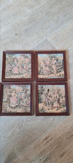 Set van 4 vintage wandpanelen / gobelins – romantische stijl, Minder dan 50 cm, Gebruikt, Ophalen of Verzenden, Minder dan 50 cm