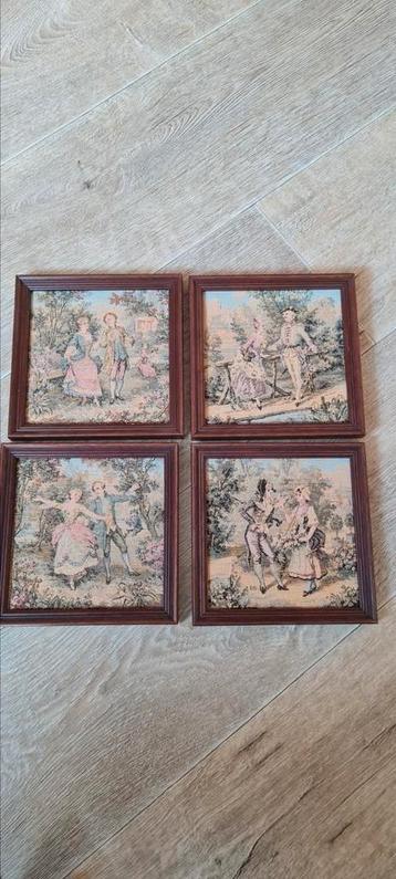 Set van 4 vintage wandpanelen / gobelins – romantische stijl beschikbaar voor biedingen