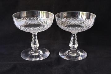 Antieke Val St Lambert set van 2 champagne coupes beschikbaar voor biedingen