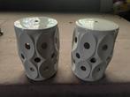 2 stools keramiek wit tuinmeubel/in huis drum Eichholtz Hugo, Ophalen, Zo goed als nieuw, Hout