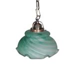 Franse Art-Deco gemarmerde opaline glazen hanglamp, Huis en Inrichting, Lampen | Hanglampen, Gebruikt, -, Art deco, -