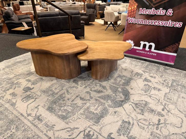Salontafel 2-Delig Organisch mangohout Direct leverbaar, Huis en Inrichting, Tafels | Salontafels, Nieuw, Minder dan 50 cm, 50 tot 100 cm