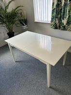 Uitschuifbare witte tafel, Huis en Inrichting, Ophalen, Gebruikt, 50 tot 100 cm, Vijf personen of meer