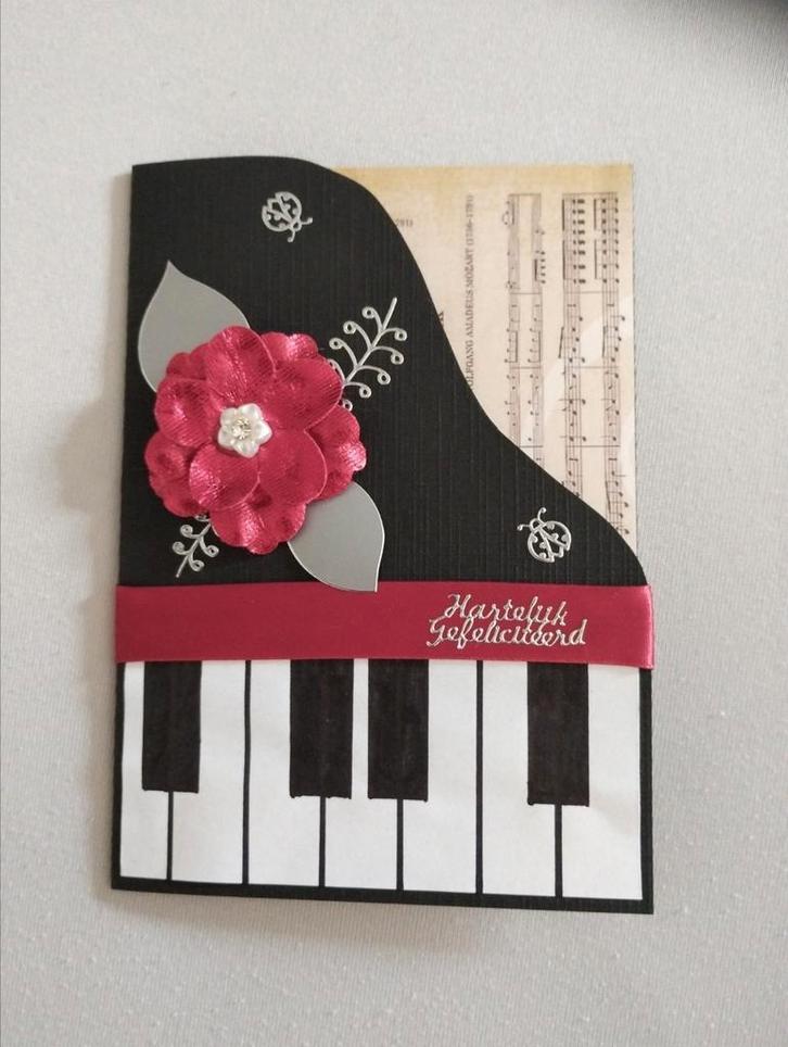 Wenskaarten Hartelijk Gefeliciteerd Piano type, Hobby en Vrije tijd, Kaarten | Zelfgemaakt, Zo goed als nieuw, Overige thema's