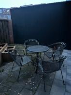 Metalen tuinset met kussens - 4 personen, Ophalen, Gebruikt, Stoel, Tuinset