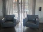 2 faulteuls leer grijs/taupe, Huis en Inrichting, Ophalen of Verzenden, Zo goed als nieuw, 50 tot 75 cm, Leer
