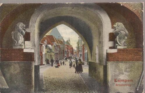 Kampen Broederweg 1913 Levendig vanuit de Broederpoort, Verzamelen, Ansichtkaarten | Nederland, Gelopen, Overijssel, Voor 1920