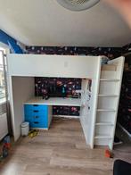Witte hoogslaper ikea smästad met kast en bureau, Ophalen, Zo goed als nieuw, Hoogslaper