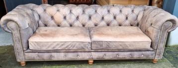 Chesterfield XL bank grijs vintage leer + BEZORGING GRATIS beschikbaar voor biedingen