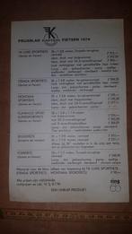 Prijsblad Kaptein Fietsen 1974, Ophalen of Verzenden, Gebruikt