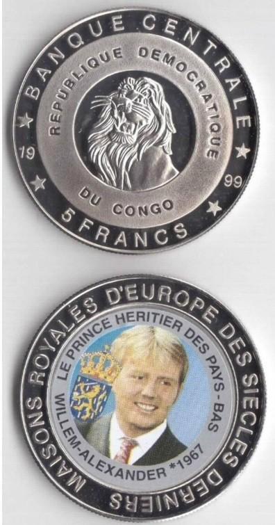 Congo 5 francs 1999 -  Willem-Alexander, Postzegels en Munten, Munten | Afrika, Losse munt, Overige landen, Ophalen of Verzenden