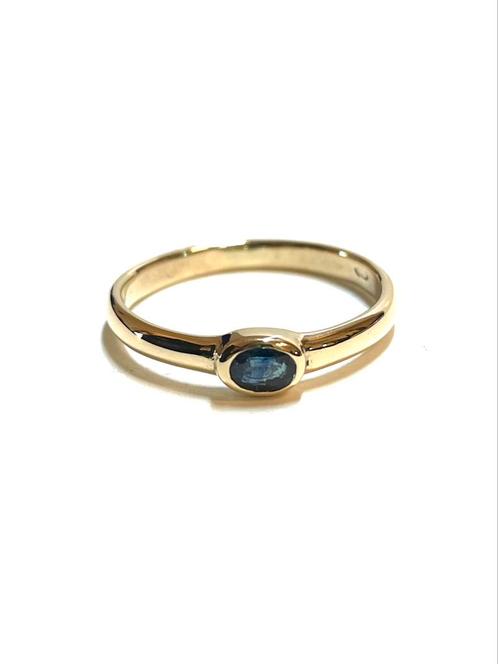 14k gouden ring met een saffier, Sieraden, Tassen en Uiterlijk, Ringen, Zo goed als nieuw, Dame, 17 tot 18, Goud, Goud, Met edelsteen