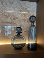 Blauwe Glazen Vazen met Baldeksel set, Blauw, Ophalen of Verzenden, Minder dan 50 cm, Glas