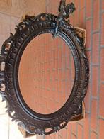 Prachtige spiegel met zwarte brocante lijst., Ophalen of Verzenden, Zo goed als nieuw, Minder dan 100 cm, Ovaal