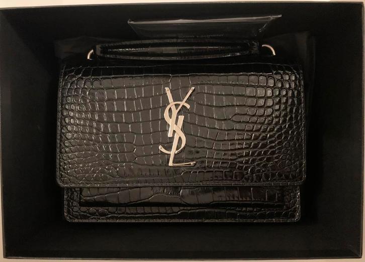 Ysl Saint Laurent Sunset kleine Clutch, Sieraden, Tassen en Uiterlijk, Tassen | Damestassen, Zo goed als nieuw, Zwart, Ophalen of Verzenden