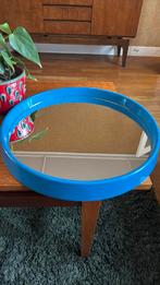 Petrol blauwe spiegel vintage rond, Antiek en Kunst, Ophalen of Verzenden, Rond, Minder dan 50 cm