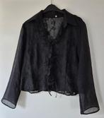 Transparante zwarte blouse Maat 46, Verzenden, Zo goed als nieuw, Maat 46/48 (XL) of groter, Zwart