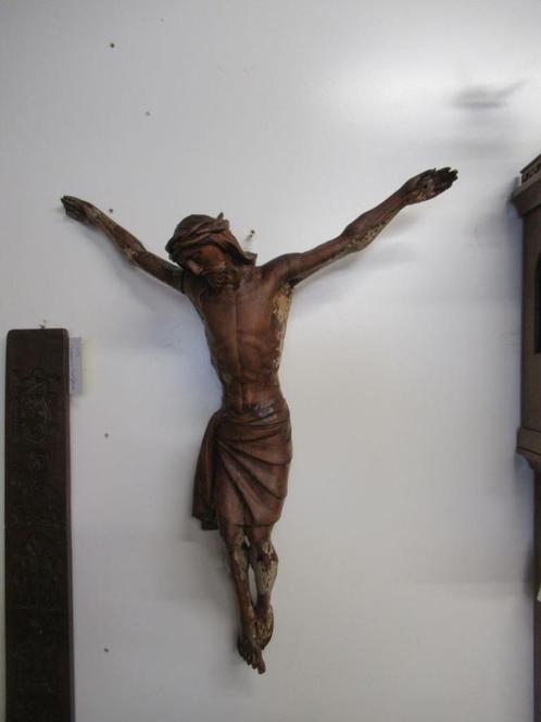 Oer 11544 18e eeuwse eiken Jezus figuur met oude patina, Antiek en Kunst, Antiek | Religie, Ophalen