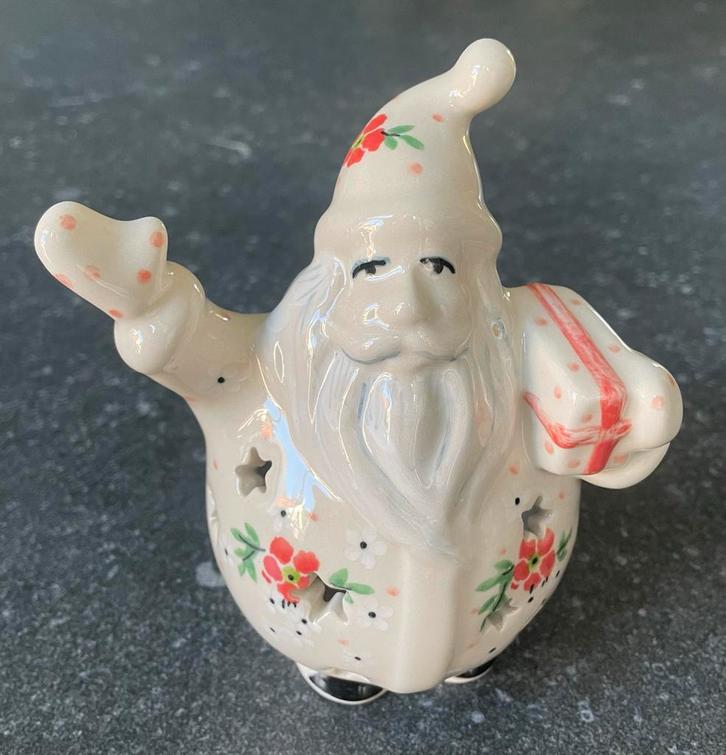 Bunzlau Keramiek Kerstman Waxinelichthouder, Diversen, Kerst, Zo goed als nieuw, Ophalen of Verzenden