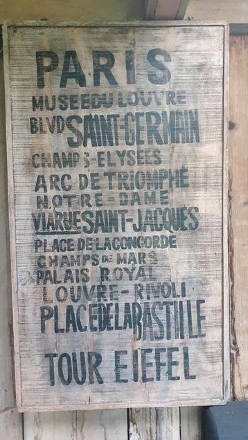 Super mooi wandbord! PARIJS  (Te zien in vt wonen) hardhout beschikbaar voor biedingen