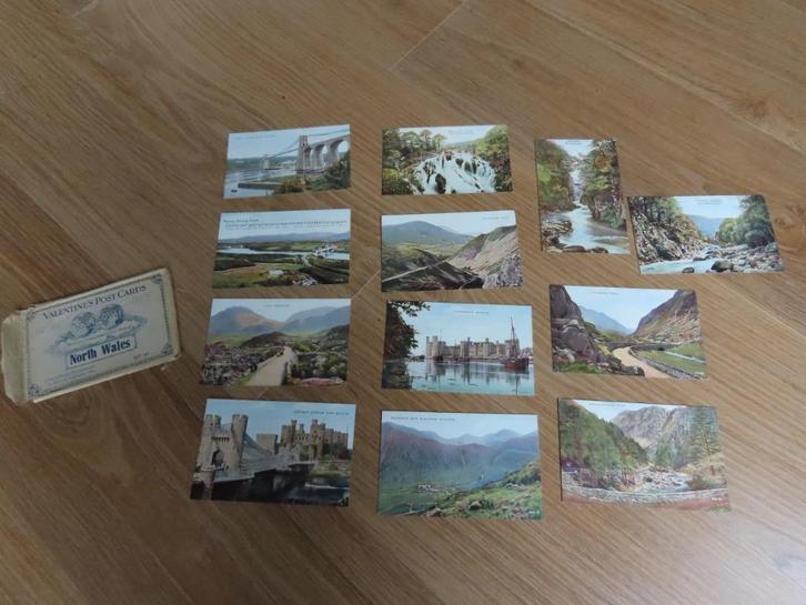 mapje 12 Valentine's Post Cards North Wales, Valesque series, Verzamelen, Ansichtkaarten | Buitenland, Ongelopen, Engeland, 1920 tot 1940
